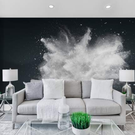 Abstract Design Of White Powder Cloud Against Dark Background 36054638-1 Abstract Design Of White Powder Cloud Against Dark Background 36054638-1