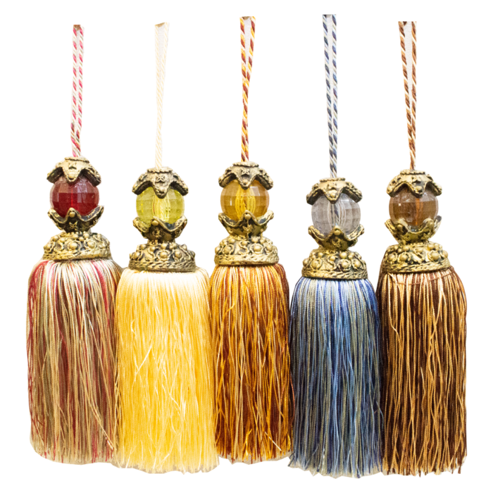 CRYSTAL20KEY20TASSEL20T01820230020COL20RED20YELLOW20RUST20BLUE20BROWN20png KEY TASSEL T018 CRYSTAL KEY 290mm - Per Pcs Various Color - Image 1