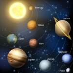 An illustration of the planets of our solar system with text name labels 43636856