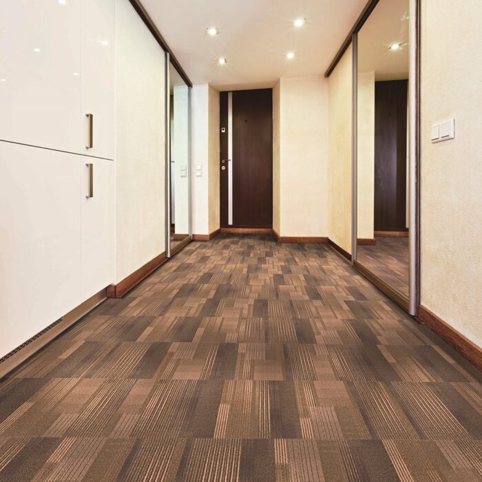 Modern minimalism style corridor interior with sliding-door mirror wardrobe Modern minimalism style corridor interior with sliding-door mirror wardrobe